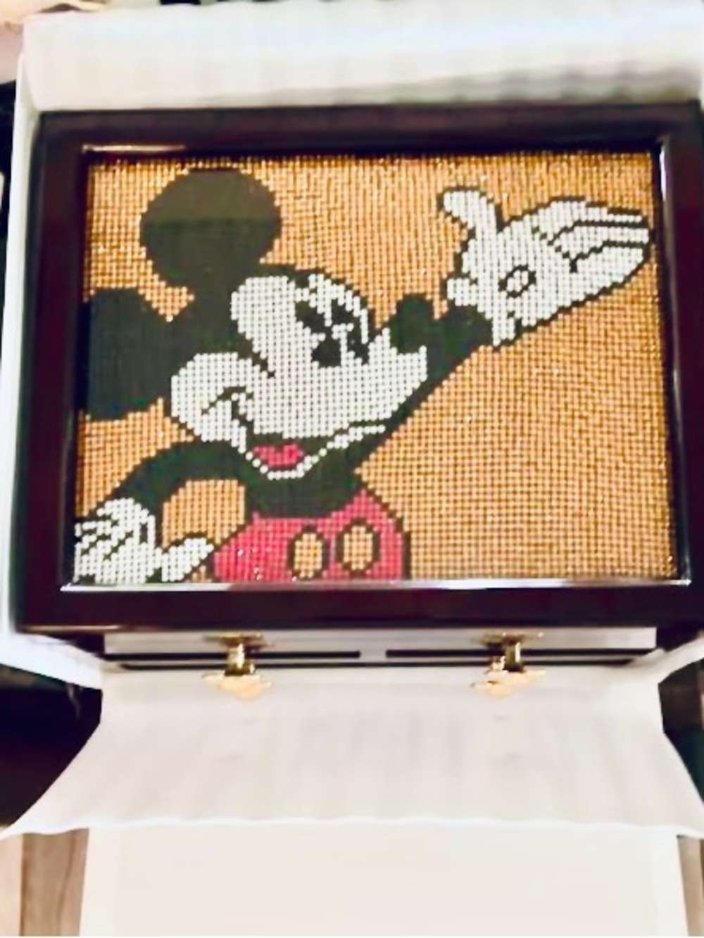 Vintage Mickey Mouse Beaded Decorative Jewelry Box